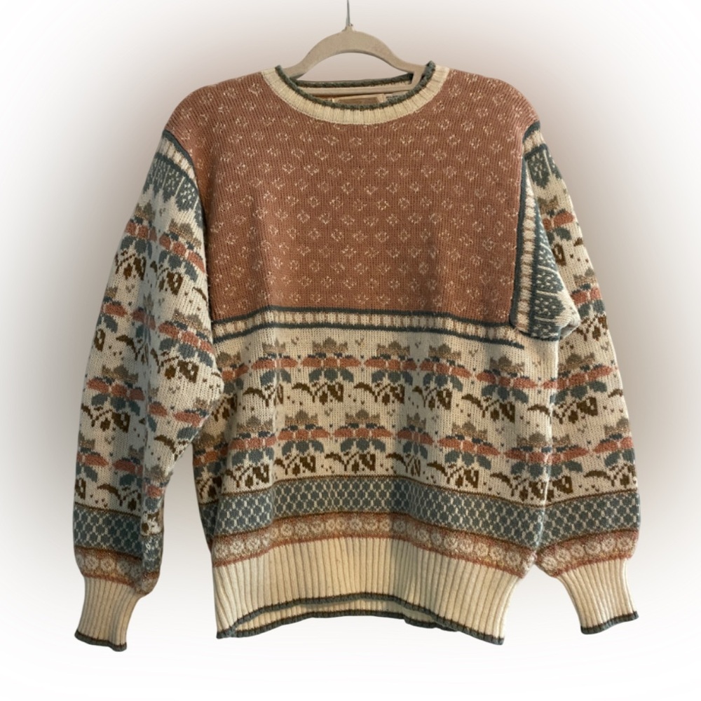 Vintage The Import Workshop Floral Pullover Sweater Size Large